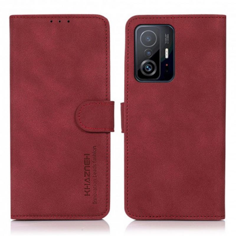 Capa Folio Para Xiaomi 11T / 11T Pro Khazneh Moda Efeito Couro