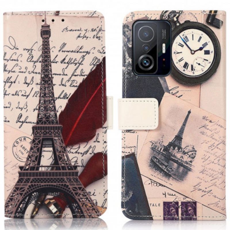 Capa Folio Para Xiaomi 11T / 11T Pro Torre Eiffel Do Poeta