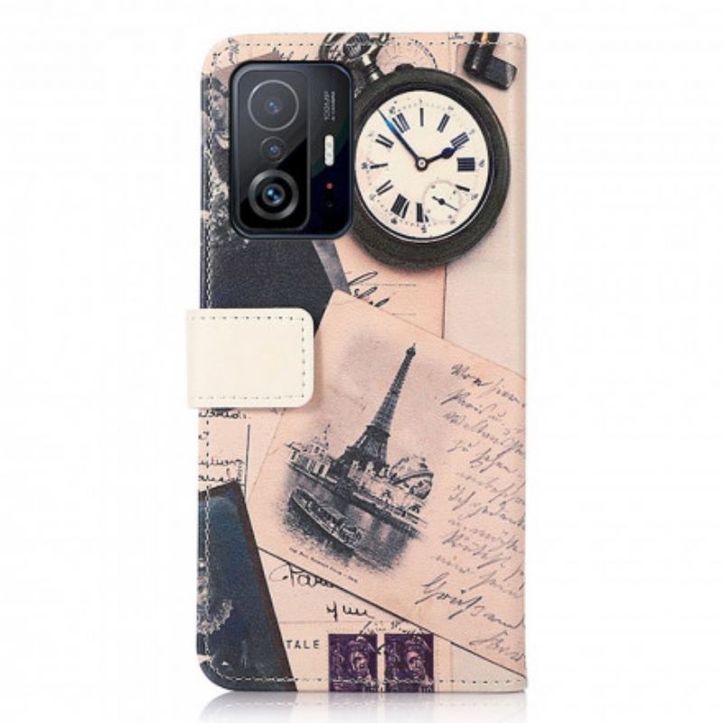 Capa Folio Para Xiaomi 11T / 11T Pro Torre Eiffel Do Poeta