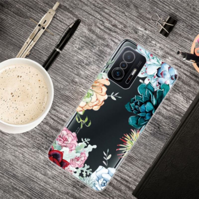 Capa Para Xiaomi 11T / 11T Pro Flores Em Aquarela Sem Costura