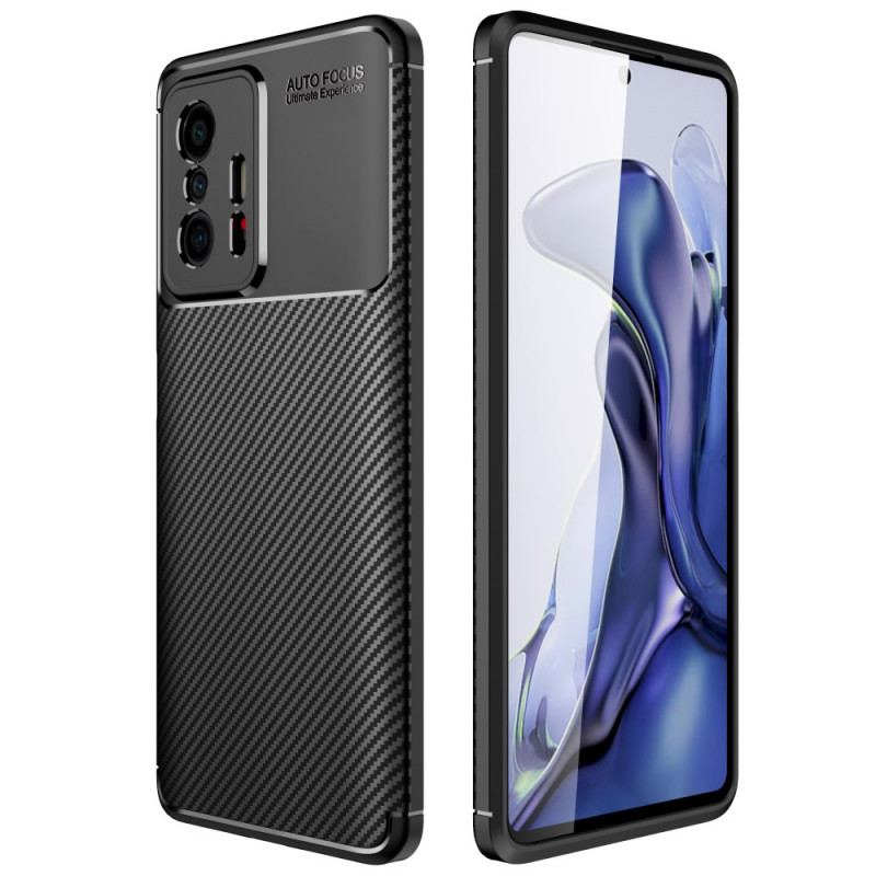 Capa Para Xiaomi 11T / 11T Pro Textura Flexível De Fibra De Carbono