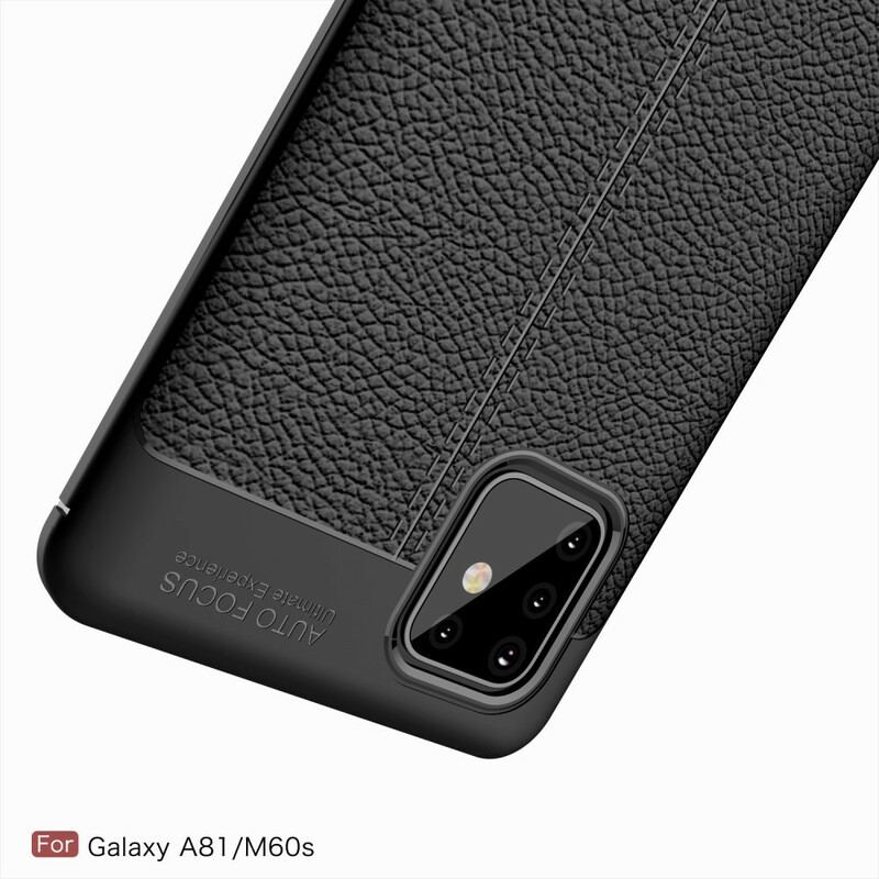 Capa Para Samsung Galaxy Note 10 Lite Linha Dupla Efeito Couro Litchi