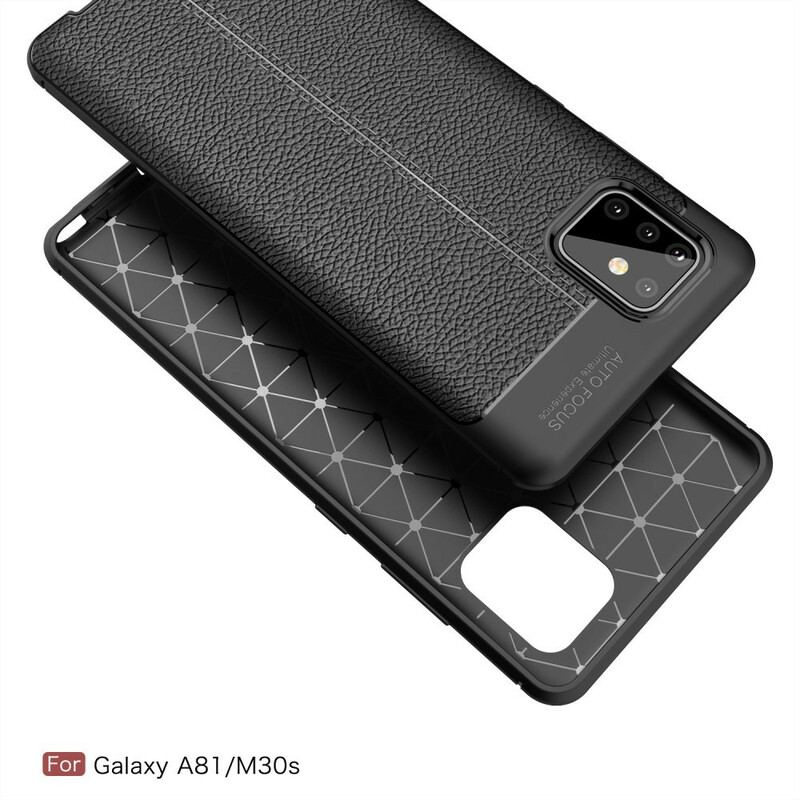 Capa Para Samsung Galaxy Note 10 Lite Linha Dupla Efeito Couro Litchi