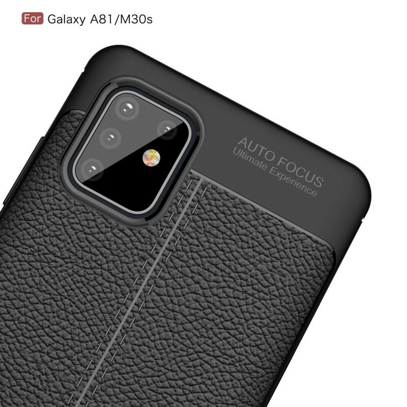 Capa Para Samsung Galaxy Note 10 Lite Linha Dupla Efeito Couro Litchi