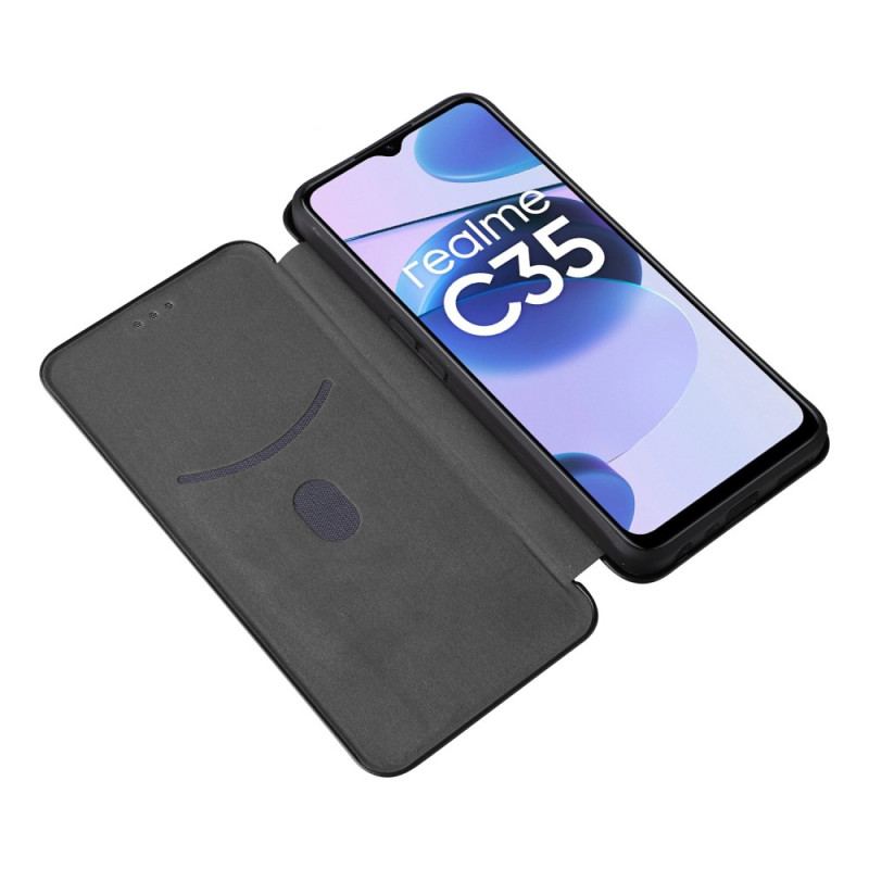 Capa De Celular Para Realme C35 Flip Anel Fibra De Carbono