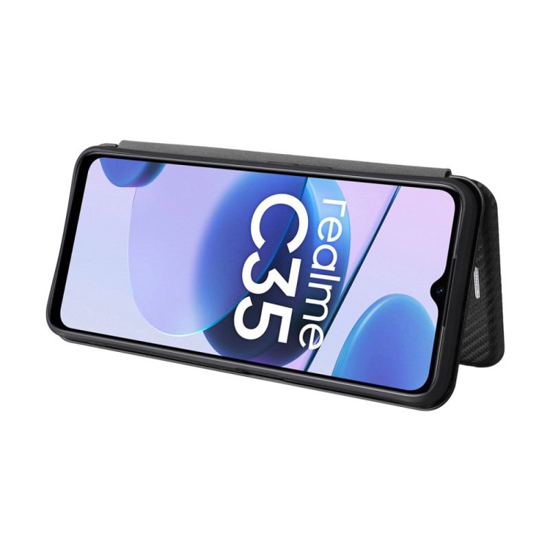 Capa De Celular Para Realme C35 Flip Anel Fibra De Carbono