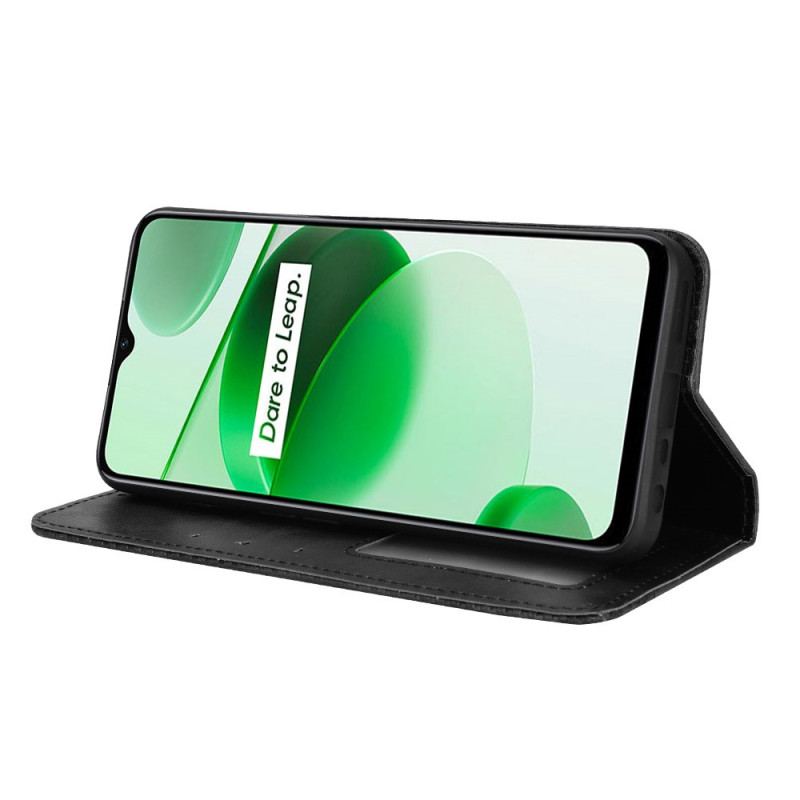 Capa De Celular Para Realme C35 Flip Silicone Flexível Vintage