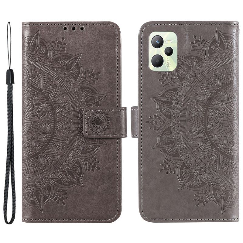 Capa De Couro Para Realme C35 De Cordão Mandala Strappy