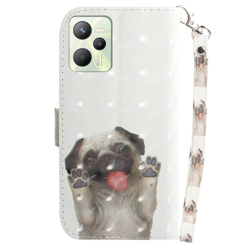 Capa De Couro Para Realme C35 De Cordão Tanga Pug