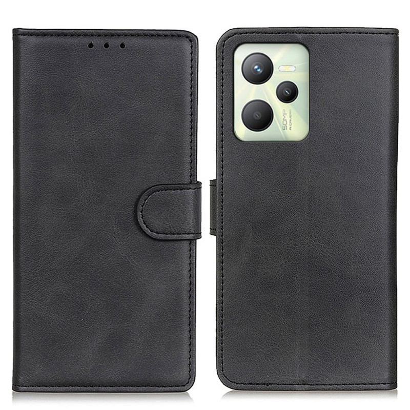 Capa De Couro Para Realme C35 Mate Clássico