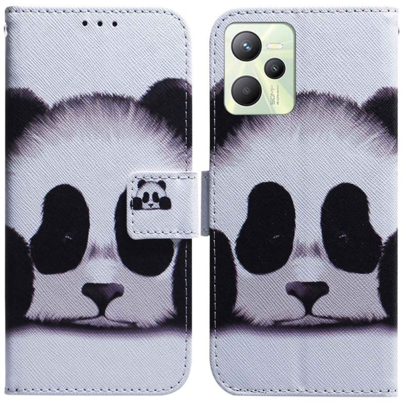 Capa De Couro Para Realme C35 Panda