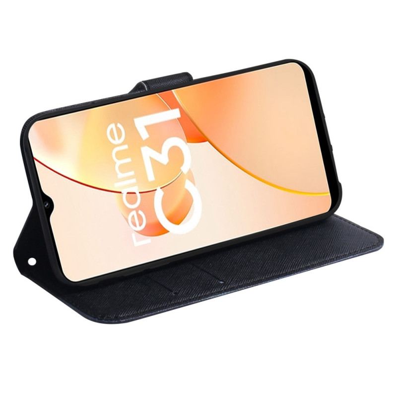 Capa De Couro Para Realme C35 Panda