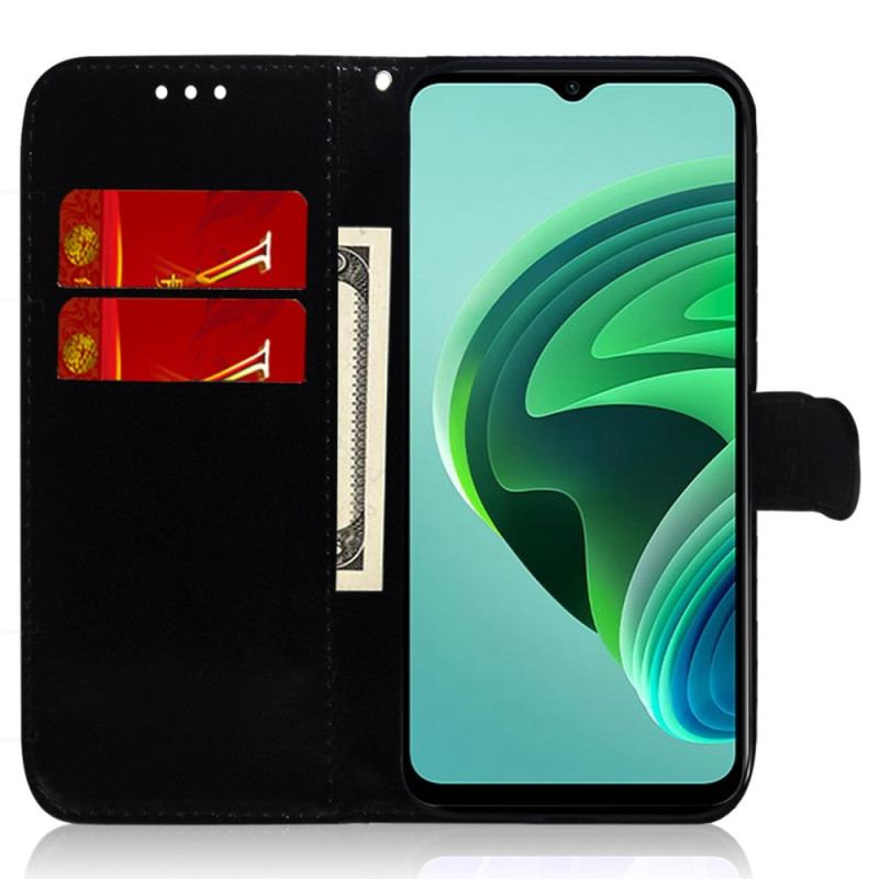 Capa Em Pele Para Realme C35 De Cordão Strappy Estilo Disco