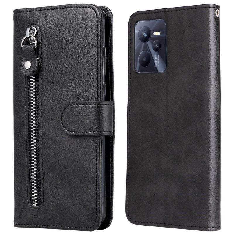 Capa Flip Para Realme C35 Bolso Com Zíper