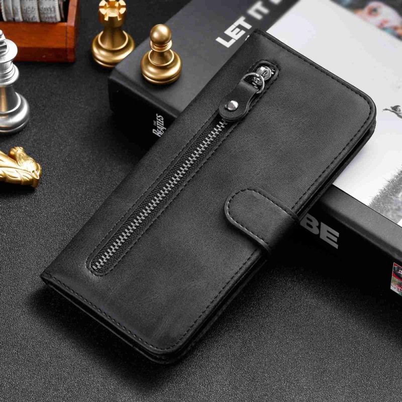 Capa Flip Para Realme C35 Bolso Com Zíper