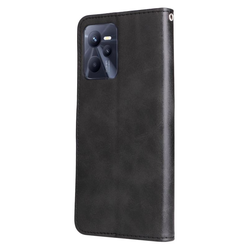 Capa Flip Para Realme C35 Bolso Com Zíper