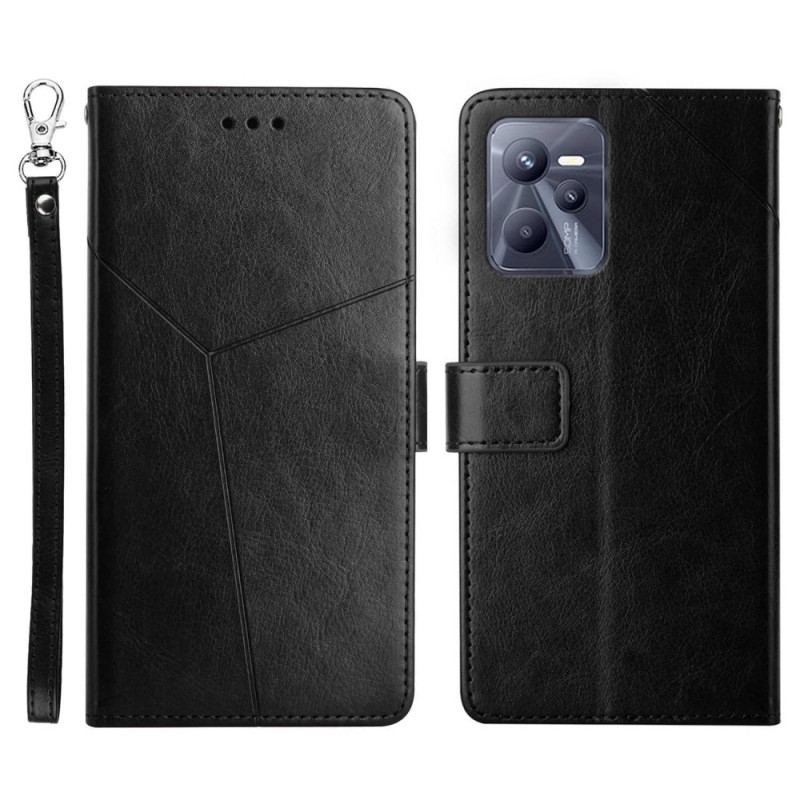 Capa Flip Para Realme C35 De Cordão Corda Y Linhas