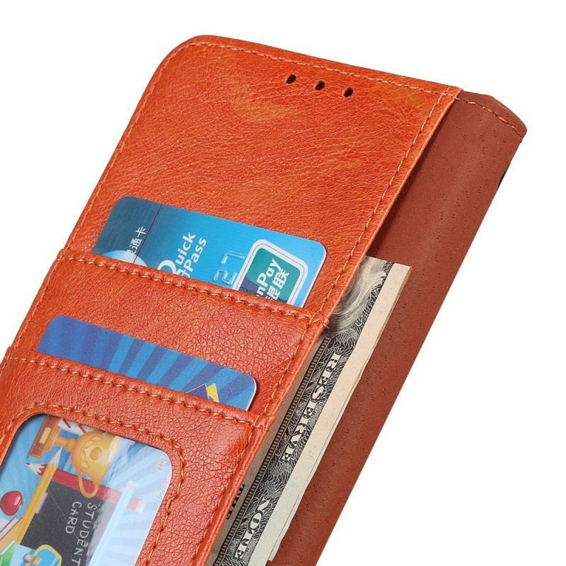 Capa Flip Para Realme C35 Couro Napa Rachado