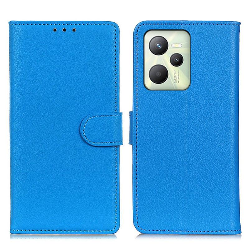 Capa Flip Para Realme C35 Textura Lichia