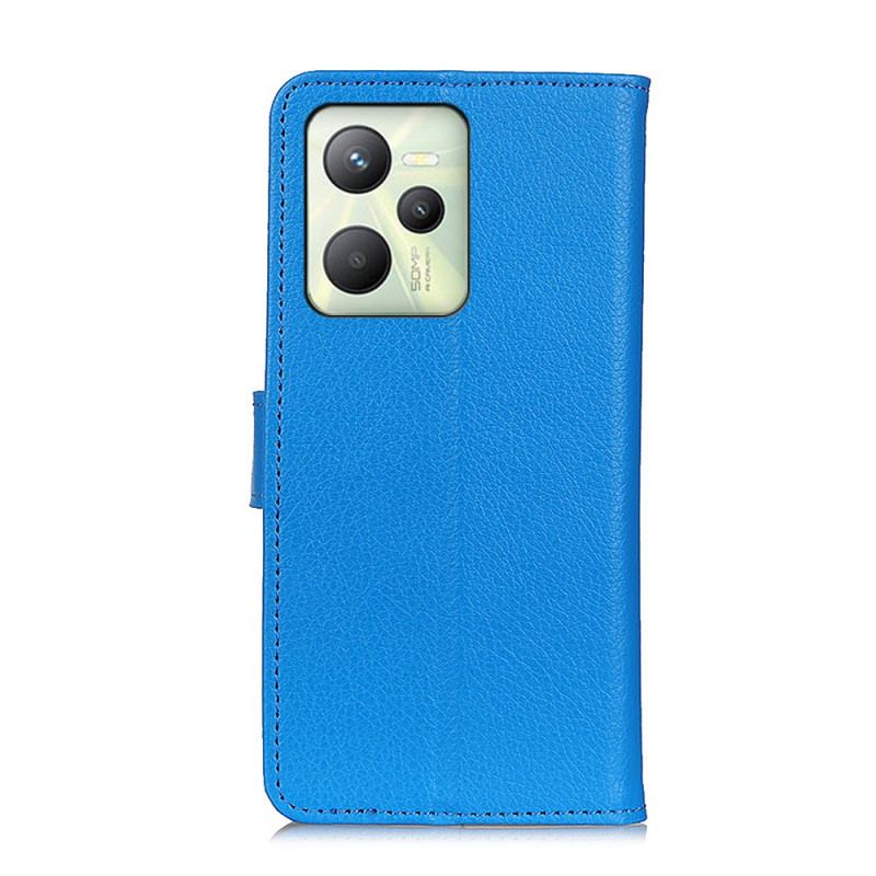 Capa Flip Para Realme C35 Textura Lichia