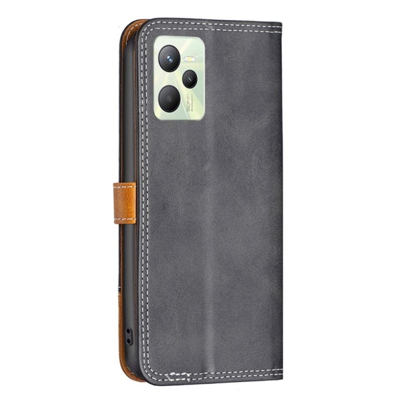 Capa Folio Para Realme C35 Cor Binfen De Dois Tons