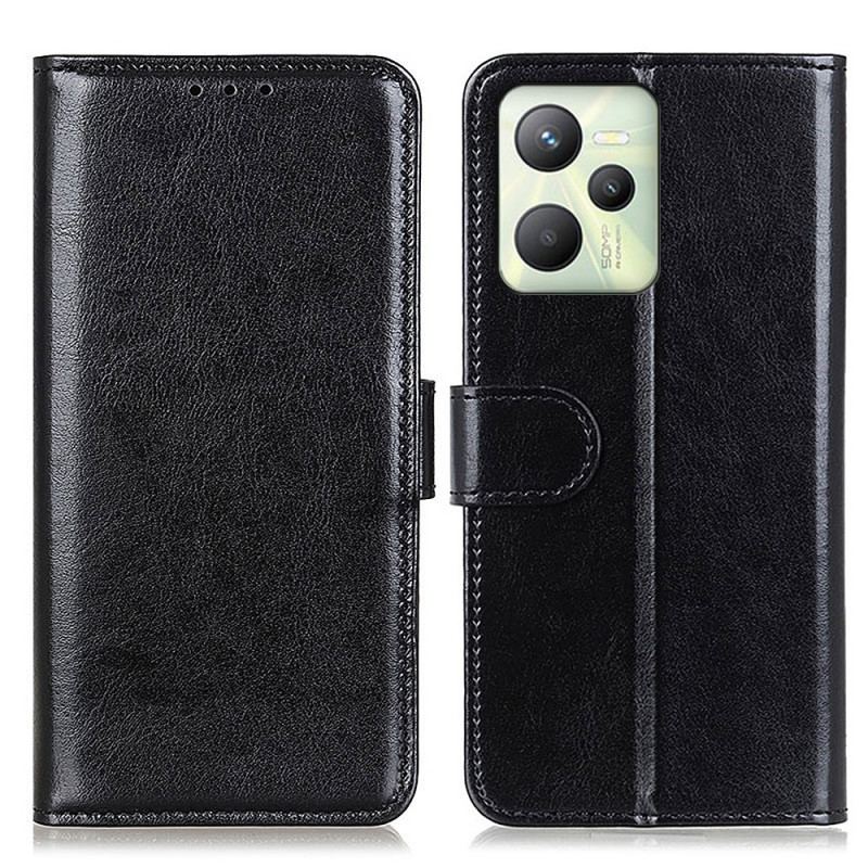 Capa Folio Para Realme C35 Couro Sintético Encerado