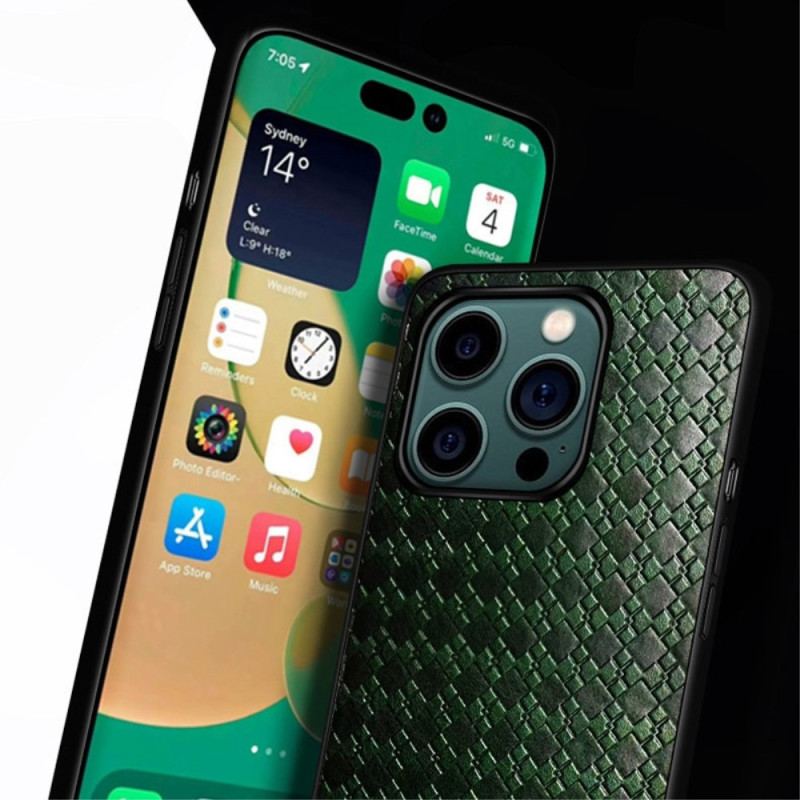 Capa De Celular Para iPhone 14 Pro Couro Sintético Tecido