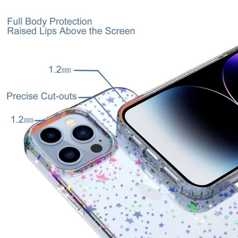 Capa De Celular Para iPhone 14 Pro Estrelas Transparentes