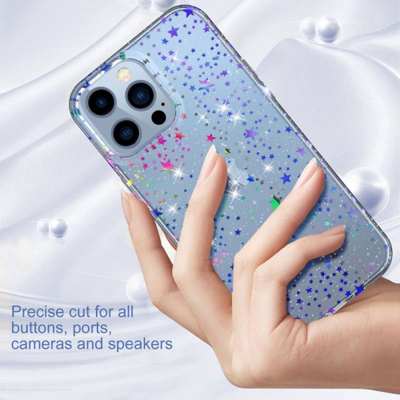 Capa De Celular Para iPhone 14 Pro Estrelas Transparentes