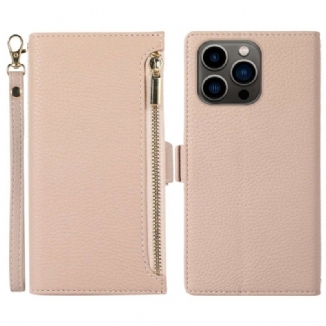 Capa De Celular Para iPhone 14 Pro Flip Bolsa Frontal E Cordão