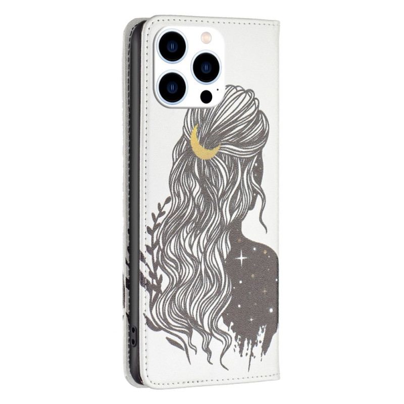 Capa De Celular Para iPhone 14 Pro Flip Cabelo Bonito