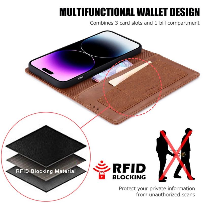 Capa De Celular Para iPhone 14 Pro Flip Estilo Lona Rfid