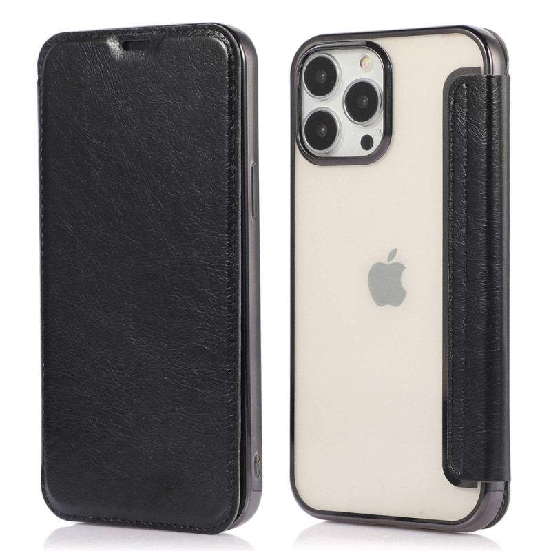 Capa De Celular Para iPhone 14 Pro Flip Titular De Cartão De Couro Sintético