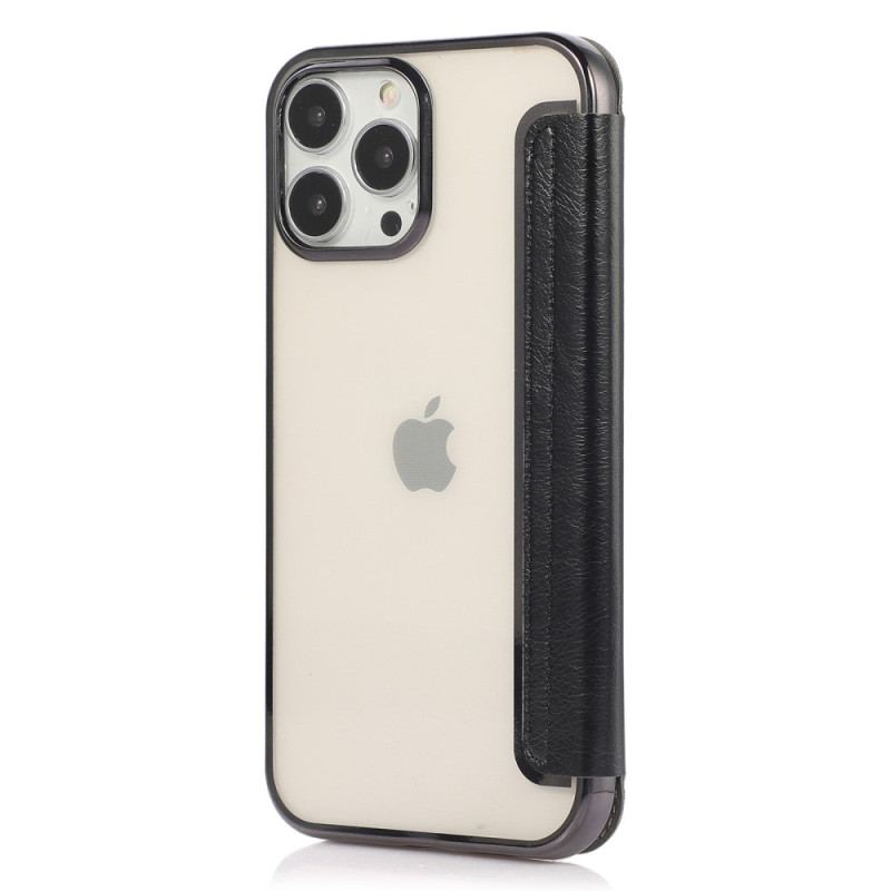 Capa De Celular Para iPhone 14 Pro Flip Titular De Cartão De Couro Sintético