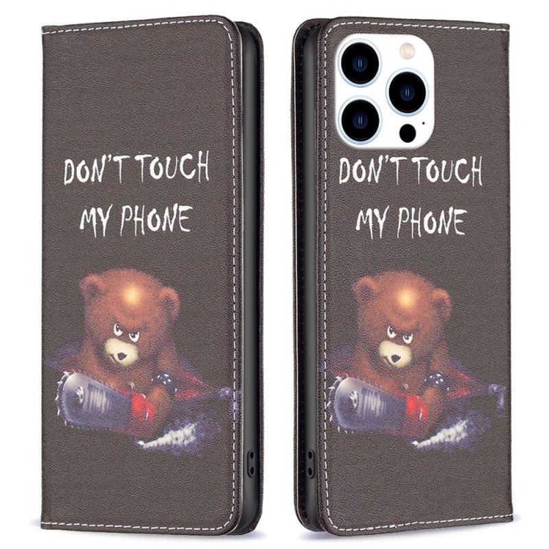 Capa De Celular Para iPhone 14 Pro Flip Urso Perigoso