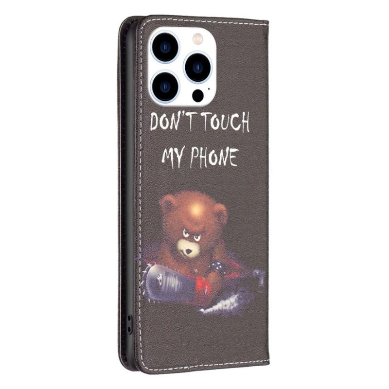 Capa De Celular Para iPhone 14 Pro Flip Urso Perigoso