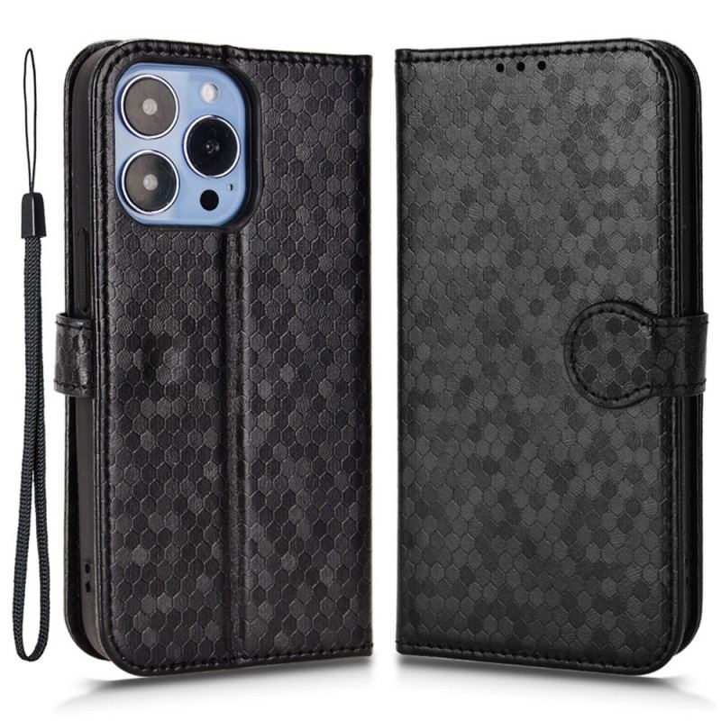 Capa De Couro Para iPhone 14 Pro De Cordão Padrão 3d Strappy