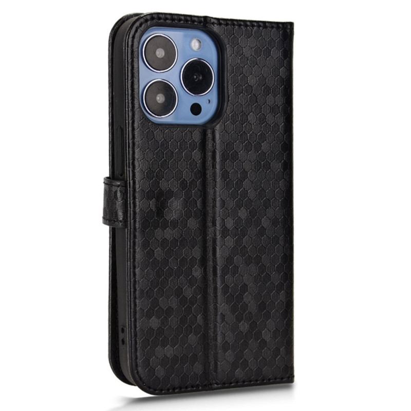 Capa De Couro Para iPhone 14 Pro De Cordão Padrão 3d Strappy