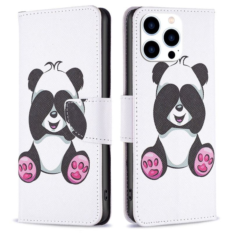 Capa De Couro Para iPhone 14 Pro Panda