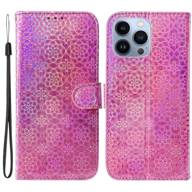 Capa Em Pele Para iPhone 14 Pro Estilo Discoteca