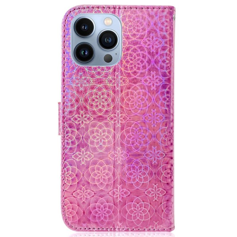 Capa Em Pele Para iPhone 14 Pro Estilo Discoteca