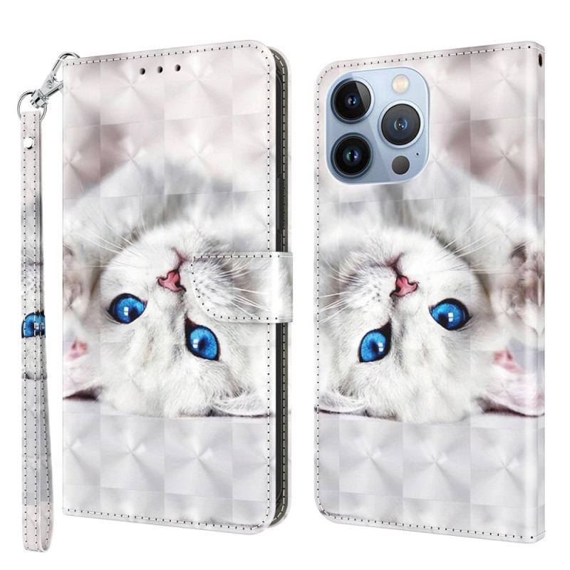 Capa Flip Para iPhone 14 Pro De Cordão Apenas Gatos Tangas