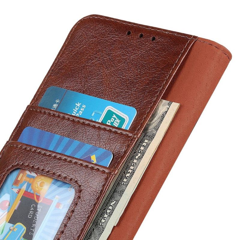 Capa Flip Para iPhone 14 Pro Couro Napa Rachado