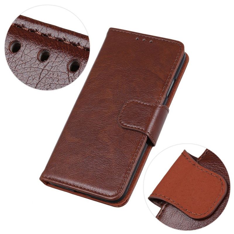 Capa Flip Para iPhone 14 Pro Couro Napa Rachado