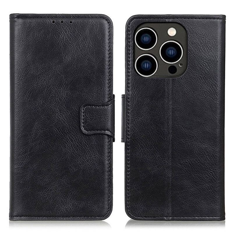 Capa Flip Para iPhone 14 Pro Fecho De Couro Estilo Reversível