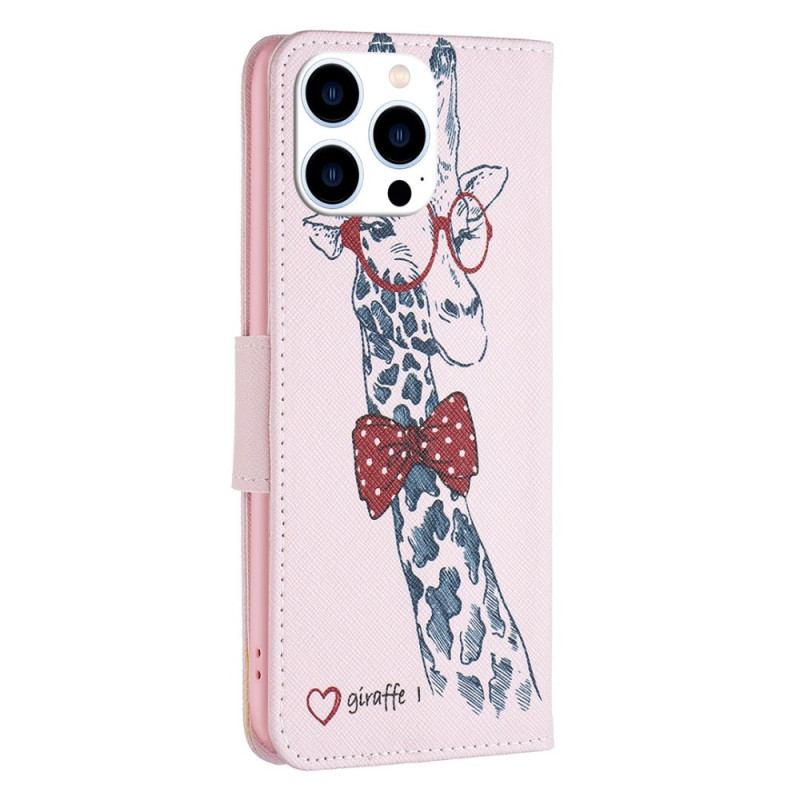 Capa Flip Para iPhone 14 Pro Girafa Inteligente