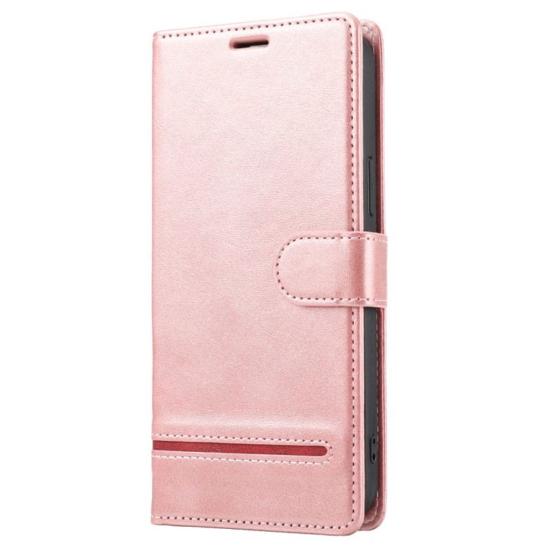 Capa Flip Para iPhone 14 Pro Linha Efeito Couro