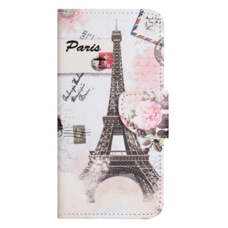 Capa Flip Para iPhone 14 Pro Torre Eiffel Antiga