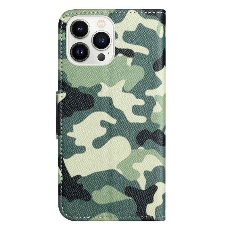 Capa Folio Para iPhone 14 Pro Camuflagem Militar