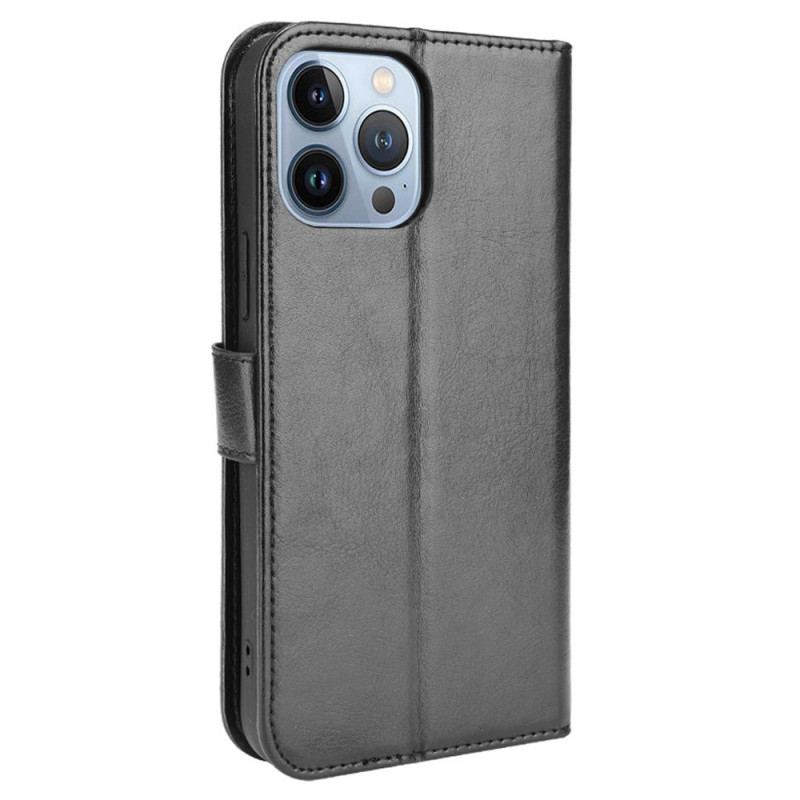 Capa Folio Para iPhone 14 Pro Couro Falso Chamativo